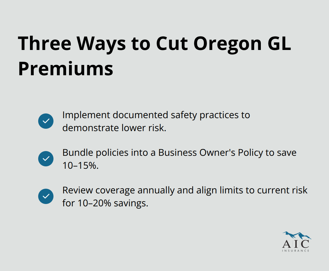 Checklist of actions to reduce general liability premiums without cutting coverage. - General liability insurance costs